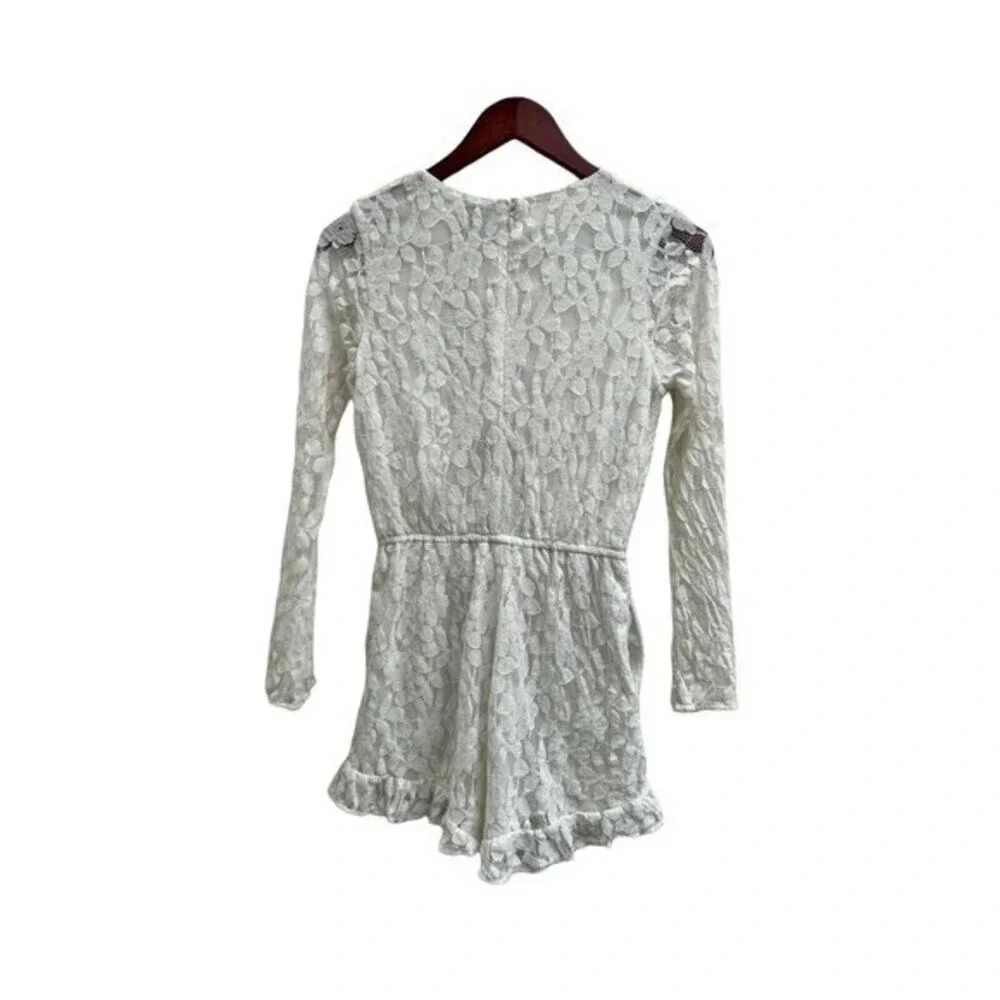 Disney Beauty And The Beast Sz S Lined Romper Playsuit White Lace Bell Sleeves - Picture 5 of 5